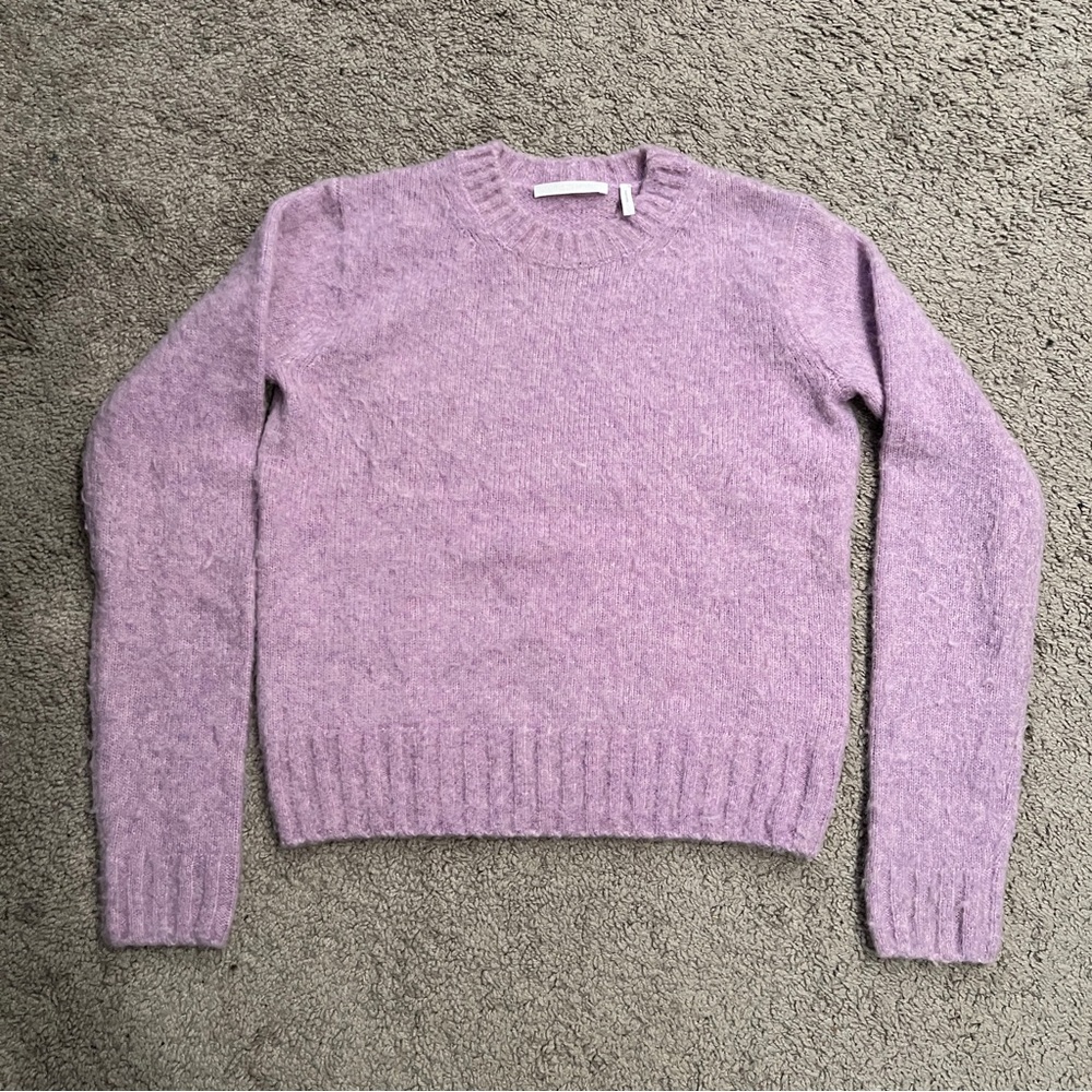 $395 helmet lang lilac purple brushed crewneck sweater size XXS